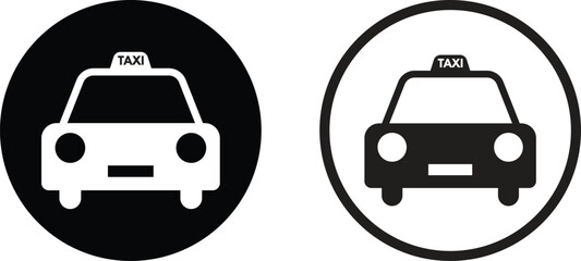 Taxi icon set in two styles isolated on white background . Vector illustration