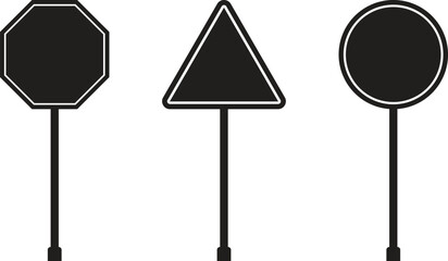 Fototapeta premium Blank traffic board icons isolated on white background . Black road sign icons . Vector illustration 