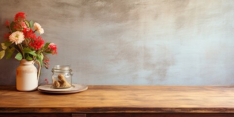Fototapeta na wymiar Empty area on vintage table in kitchen decor