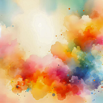 Watercolor background in yellow, red, orange and pink tones