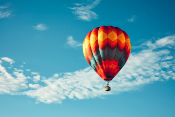 Naklejka premium colorful hot air balloon floating in the sky, symbolizing adventure and freedom.