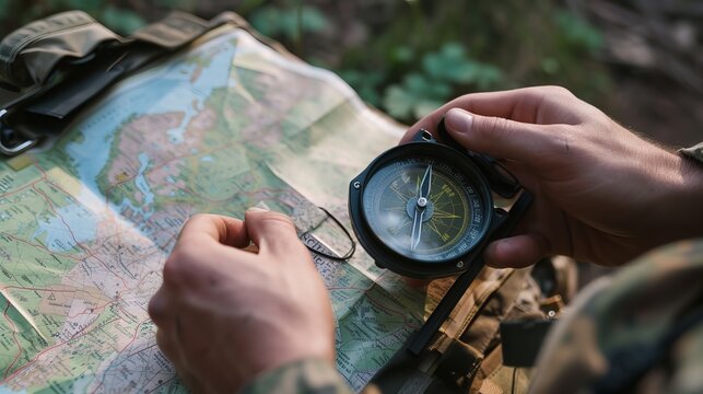Military Using Compass