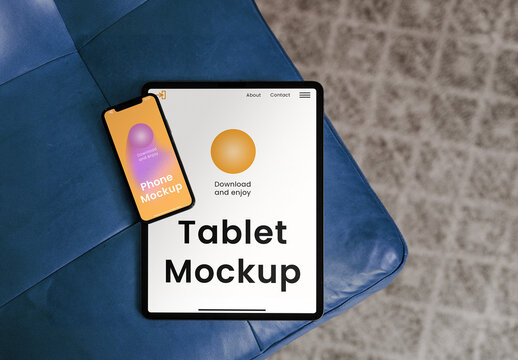 Phone on Tablet Mockup