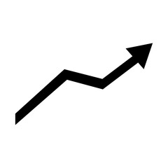Growing graph bar icon business chart diagram symbol increase finance progress flat black element with arrow growth vector design background