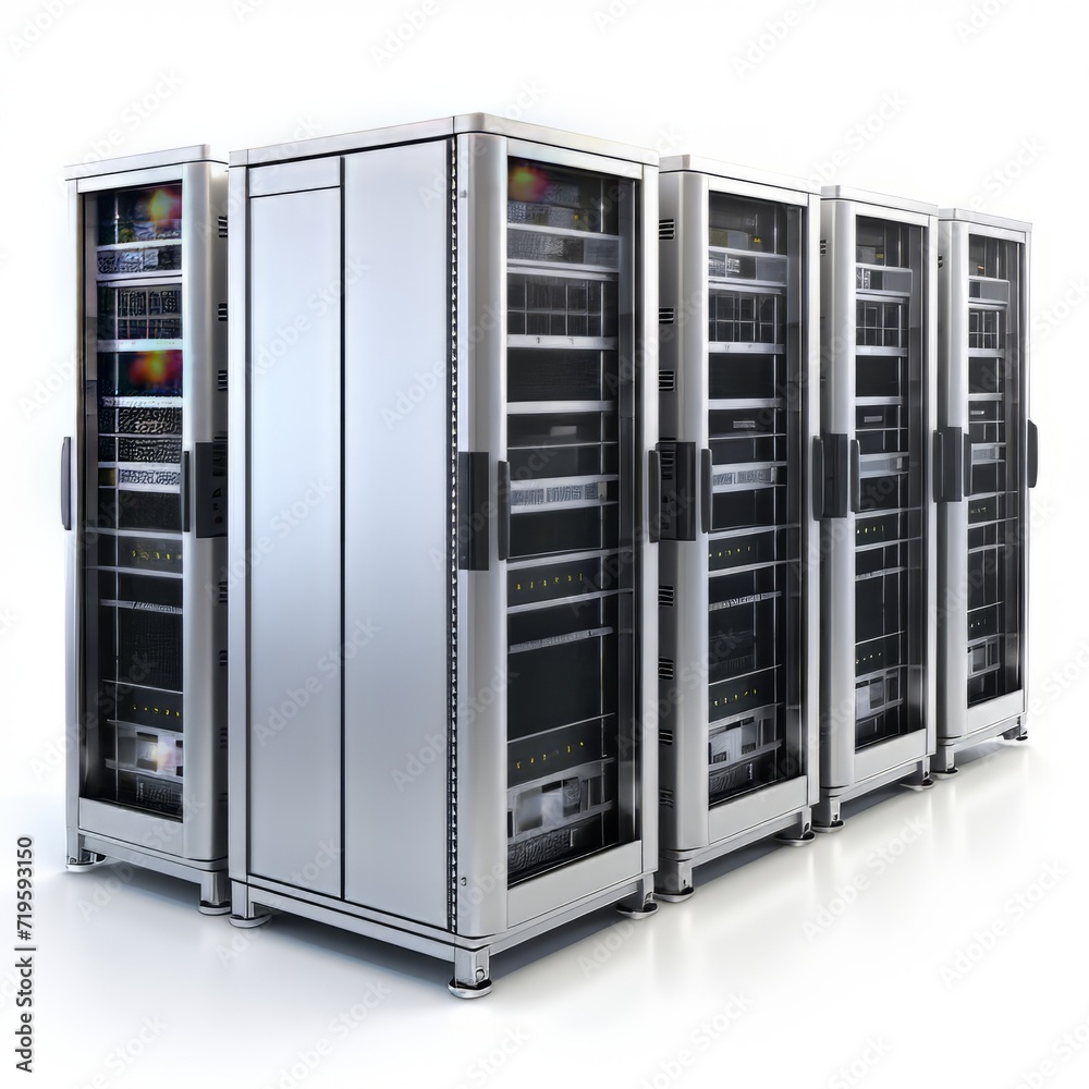 Wall mural row of servers, efficiently stacked data processing units