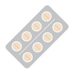 Blister with tablets, packaging for drugs, cartoon style. Trendy modern vector illustration isolated on white background, hand drawn, flat design