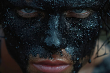 Black Beauty, a Young Woman's Portrait: Sensual Expression of a Caucasian Female with Creative Makeup in a Studio Setting