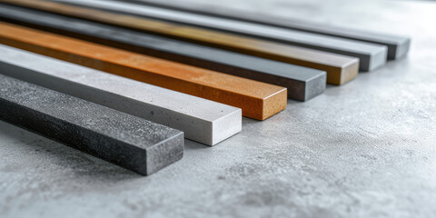 Samples of wall tiles. Assortment of tiles with different colors for bathroom and kitchen renovation and design.	
