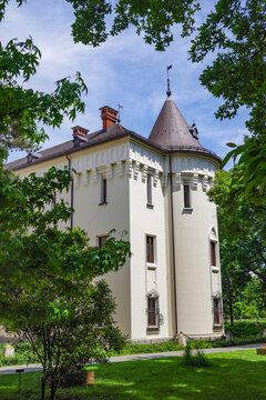 Natural park Károlyi castle in Carei, Romania. Built originally as a fortress around the 14th century, it was converted to a castle in 1794, undergoing further transformations during the 19th century	