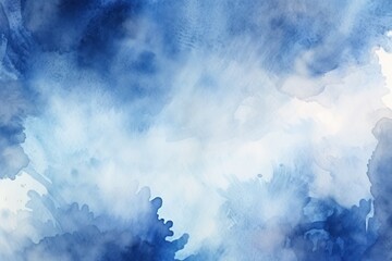 Indigo watercolor abstract painted background on vintage paper