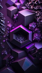 Abstract Metallic Fractals: Purple-Edged Geometry - A Generative AI