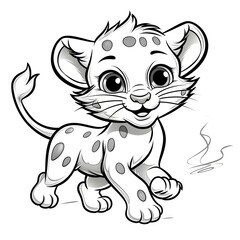 Adorable baby cheetah monkey vector illustration for a kids' coloring book