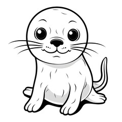Fototapeta premium Adorable baby seal vector illustration for a kids' coloring book