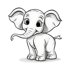 Obraz premium Adorable baby elephant vector illustration for a kids' coloring book