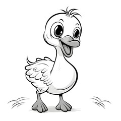Adorable baby  flamingo, duck vector illustration for a kids' coloring book