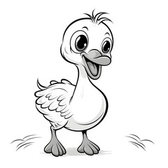 Obraz premium Adorable baby flamingo, duck vector illustration for a kids' coloring book