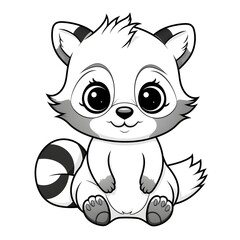 Adorable baby raccoon vector illustration for a kids' coloring book