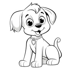 Adorable baby dog vector illustration for a kids' coloring book