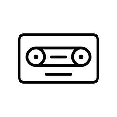 Vector black line icon music cassette tape isolated on white background