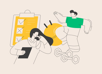 Overweight kids training plan abstract concept vector illustration.