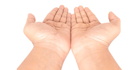 Men hands showing or holding something.