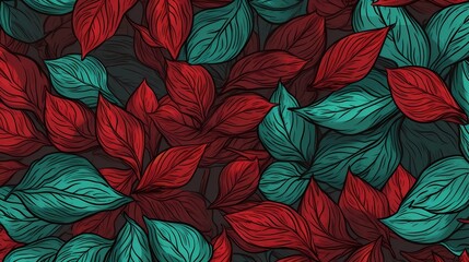 seamless background picture with leaf pattern, leaves, trees, tree branches