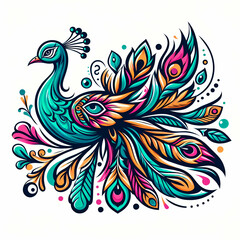 illustration of peacock logo isolated