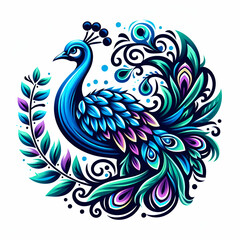 Fototapeta premium illustration of peacock logo isolated