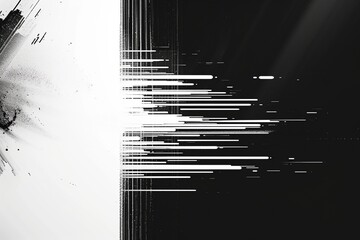 Clean White Glitch Dynamics: Video effects with a clean white glitch overlay and minimal black elements, offering a modern and dynamic visual experience - obrazy, fototapety, plakaty