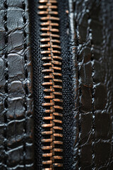 Close-up of the teeth of a zipper,  metallic details in an unexpected way.