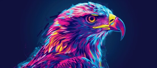 Eagle bird animal in pop art the style vibrant color on dark blue background. Generated AI