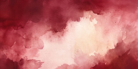 Maroon watercolor abstract painted background on vintage paper background