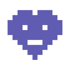 Fototapeta premium Heart emoticon or emoji in pixel style, neutral or frustrated face emotion, vector