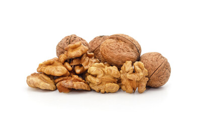 Walnuts and their kernels.