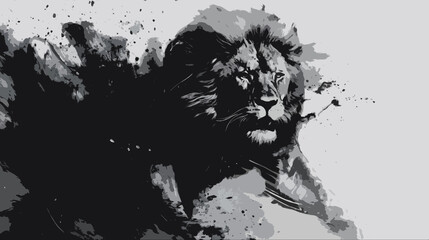 lion black and white abstract art