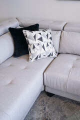 bed with pillows grey modern couch with triangle shaped cushions stylish pillow sectional sofa in a...