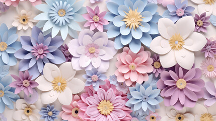 3D floral medley in pastel colors
