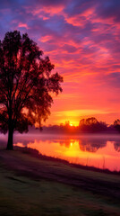 Fototapeta na wymiar Dawn's Serenade: The Enthralling Symphony Of An Early Morning Sunrise