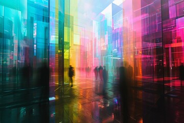 Futuristic metropolis seen through a translucent prism