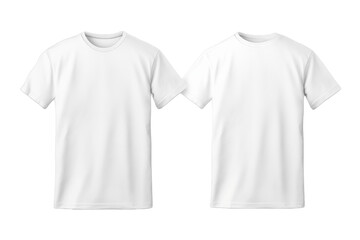 Blank front and back view white t-shirt template on transparent background. Mockup template for artwork graphic design.