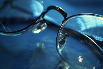 Glasses lying on the table. The concept of good eyesight