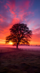 Fototapeta na wymiar Dawn's Serenade: The Enthralling Symphony Of An Early Morning Sunrise