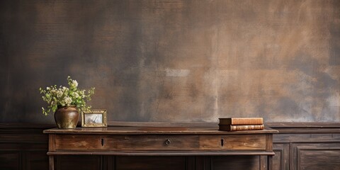 antique wall and wooden desk