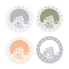 Round plate design, repeated ornament, dinnerware plate, floral round. Design for carpet, mat, logo