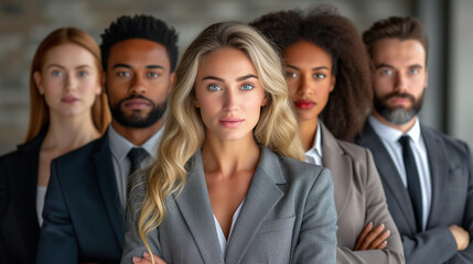 Obraz premium Group portrait of diverse top management team. Interracial CEOs of company.