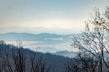 Cloudy morning above the hills
