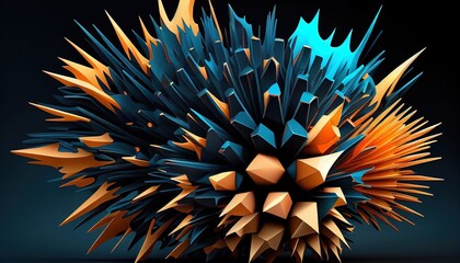 Sculpted Color Burst: Dark Cyan and Orange Explosion - Precision Generative AI