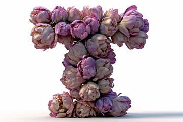 3d modern style isolated white background tulip flower letter  t  for design and decoration concept