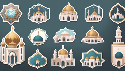 illustration of a set of icons mosque. icon set Ramadan or Ramadhan. icon set vector mosque. Ramadhan icons set promotion. benner. poster. Islamic. ikon masjid. 4k high quality. idea mosque Ramadan
