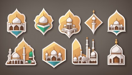 illustration of a set of icons mosque. icon set Ramadan or Ramadhan. icon set vector mosque. Ramadhan icons set promotion. benner. poster. Islamic. ikon masjid. 4k high quality. idea mosque Ramadan